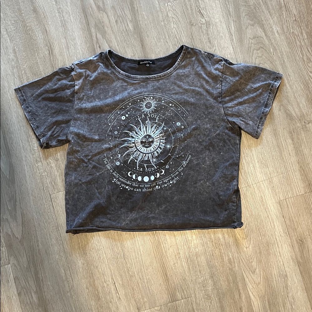 Gray Graphic Crop Top